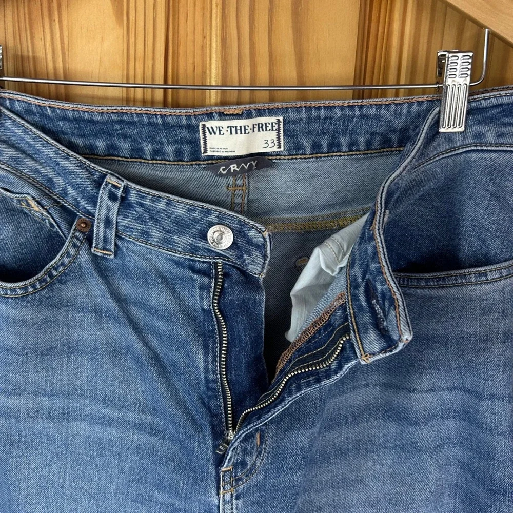 Boho‎ We The Free CRVY High Rise Flare Jeans 33 70s Retro Blue Denim